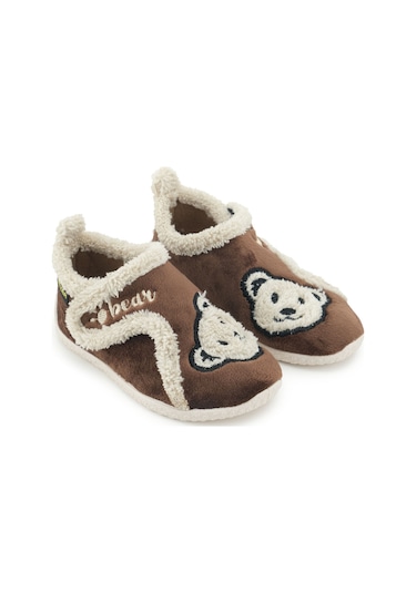 Gezer Erkek Çocuk Kışlık Pvc Rahat Taban Tek Cırt Cırtlı Ayarlanabilir Kemer Ev Okul Kreş Panduf Aya Kahve