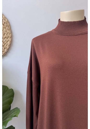 Merserize Elbise - Kahverengi Kahverengi