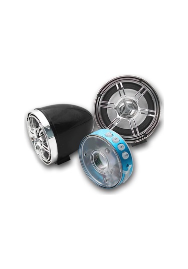 Motosiklet Ses Hoparlörü App Kontrolü Su Geçirmez Renkli Işık Bluetooth Hoparlör Ses Siyah