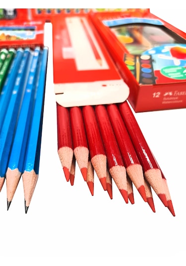 Faber Castell 9 Çeşit Okul Kırtasiye Seti Kalem Boya Silgi Seti