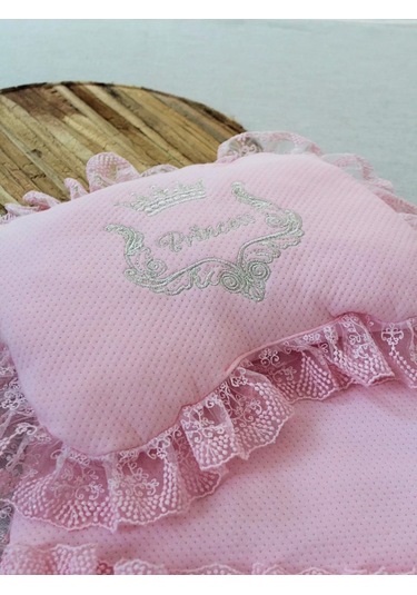 Yenidoğan Sahra Taç Nakışlı Trilüks 2li Alt Açma Seti Pembe Pembe