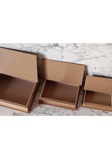 Hobi Adn Kitap Kutu 3'lü Set Ahşap Mdf Ham Ankara Siteler Ürünü El Yapım