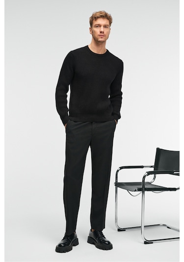 CABLIN Erkek Yuvarlak Yaka Regular Fit Triko Siyah Kazak