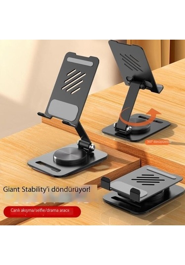 Luckysouk Katlanır Cep Telefonu Karbon Çelik Masaüstü Standı Ayarlanabilir Internet Ünlü Eserdir Kırmızı - Siyah Var Direksiyon F7t587