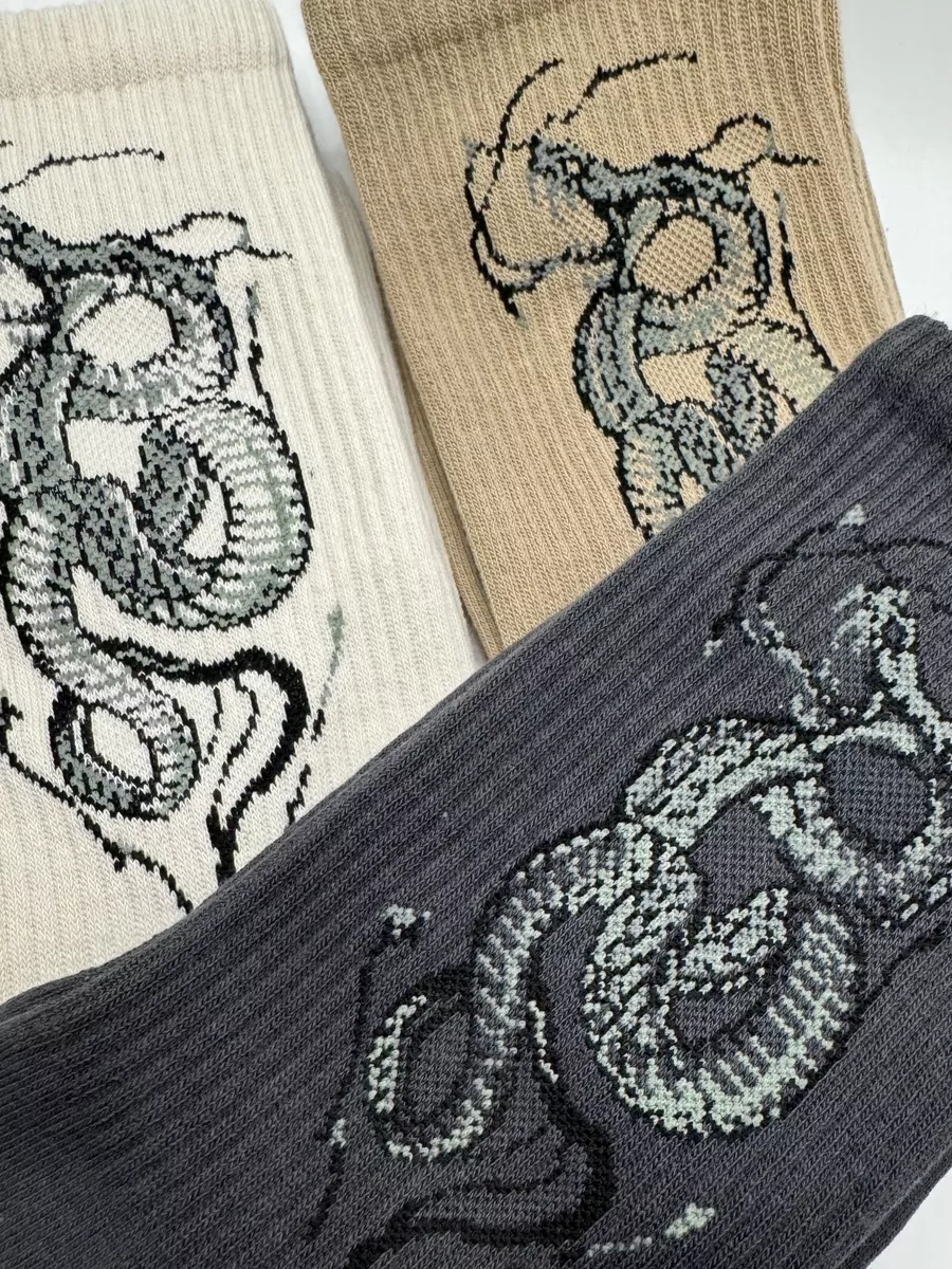 Yaelli Yılan Baskılı Uzun Çorap Seti 3 Çift 251888137 Gri