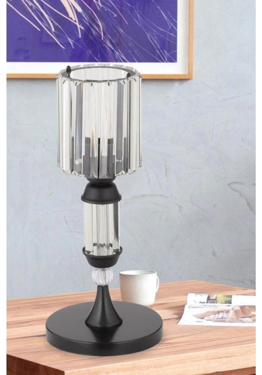 İstanbul Avize Kristal Taşlı Siyah Kasalı Y-12 Siyah Taş Kafalı Abajur