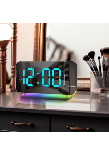 L6600b Rgb Renkli Led Elektronik Saat Renkli Gece Lambası Black Siyah