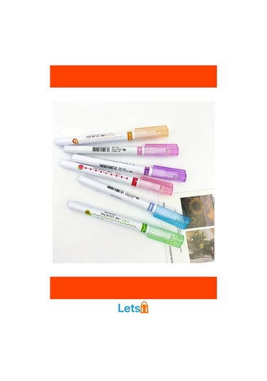 Renkli Motif Baskılı Eğlenceli 6'lı Kalem Seti Çok Renkli