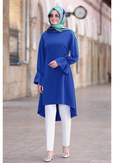 Leman Büyük Beden Tesettür Tunik Saks