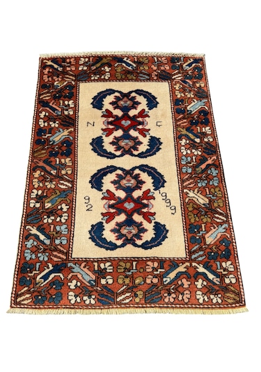 El Dokuma İmzalı Çanakkale Dobag Halısı 102x147 Kök Boya %100 Yün Halı Kiremit