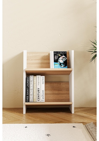 Derga 2 Raflı Kitaplık Beyaz - Meşe