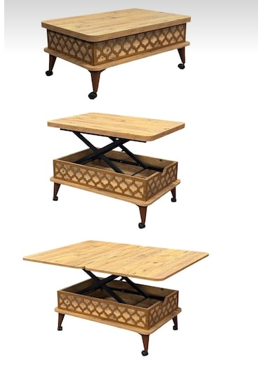 Kademeli Tekerli Akıllı Sehpa Atlantik Çam