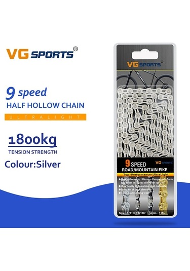 Bisiklet Zinciri Yarı Delikli 9 Vites Gümüş Dayanıklı Az Gürültülü Dağ Yolları İçin