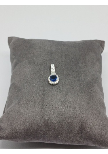 925 Ayar Gümüş Lacivert Safir Taşlı Takı Seti Kolye Ucu, Yüzük Ve Küpe Gümüş