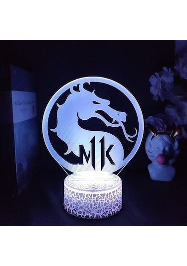 Szypzstore Oyun Mortal Kombated Hayranları Için 3d Nightlight 16 Renk Dekor Illusion Uzaktan Kumandalı Led Lamba, Oyun Figürü Noel Hediyesi Oyuncaklar Çocuklar / Erkekler Ggfcıı Siyah