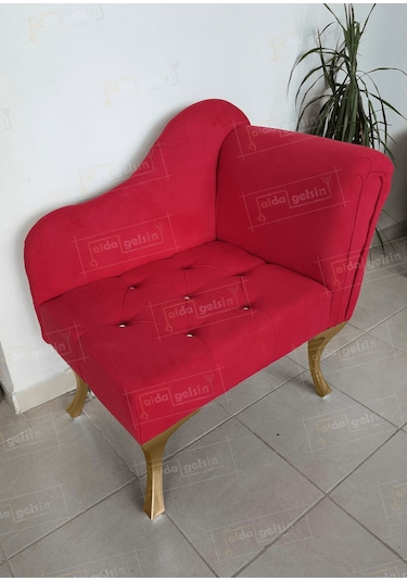 Yeni Model Ters Kol Tekli Köşe Koltuğu Josefin Bench Gold Ayak Eflatun