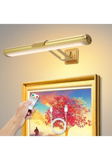 Novahub Manyetik Şarj Edilebilir Resim Lambası - 3 Renk Sıcaklığı, Uzaktan Kumanda, Zamanlayıcı, Siyah Siyah