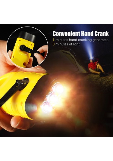 Jeemson Kamp Ve Acil Durumlar İçin El Krikolu Ve Güneş Enerjili Led Fener - Siyah Siyah