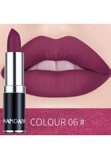 12 Renk Kırmızı Kadife Ruj Su Geçirmez Mat Ruj Makyaj Mor Mat Dudak Parlatıcısı 06 3.5g Pembe