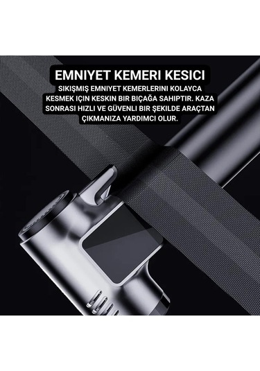 Coofbe 4in1 150psı 4000mah Şarjlı Araç Lastik Şişirme Pompası+emniyet Kemer Kesici+cam Kırıcı+led Işıklı