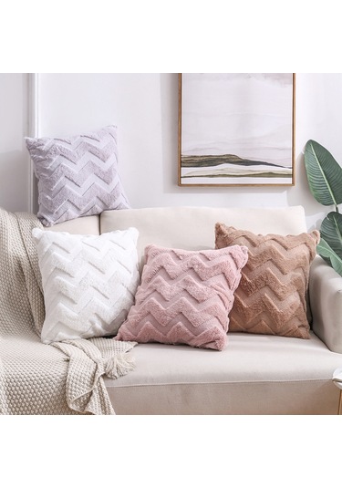 Çift Taraflı Peluş Yastık Ev Kanepe Yastık Yastık Kılıfı, Boyut: 45x45cm Çekirdeksiz Kahverengi Yüzükler Çok Renkli