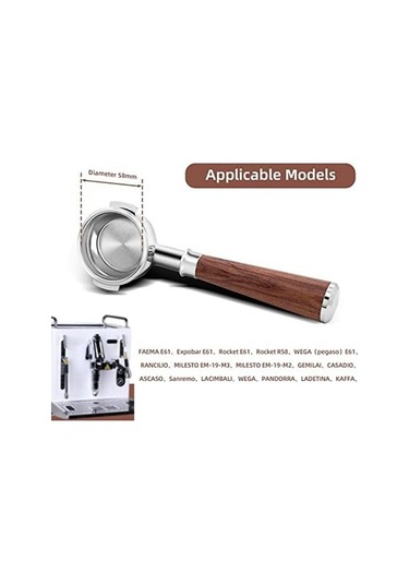 Metabagua E61/expobar E61 Için 58mm Kahve Dipsiz Portafiltre Bvwq1n Siyah