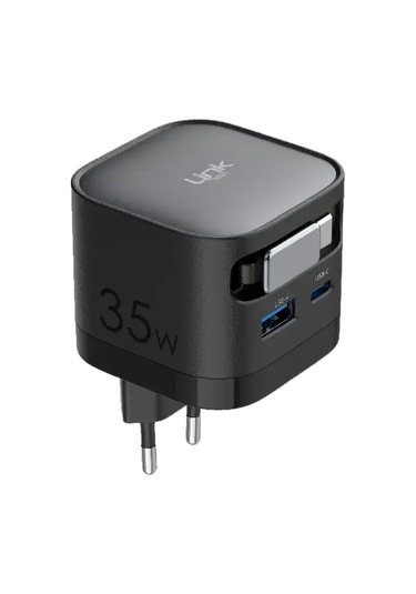 Linktech G855 Premium 35w Qc4.0 Gan Usb-a + Type-c Sabit Kablolu Şarj Aleti -