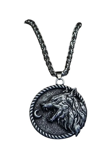 Kral Kurt Türk Madalyon Kurt Kolyesi Kolye Gri