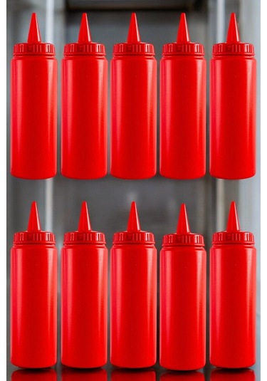 500 Ml. Fişek Sosluk Ketçap Mayonez 10 Adet Kırmızı