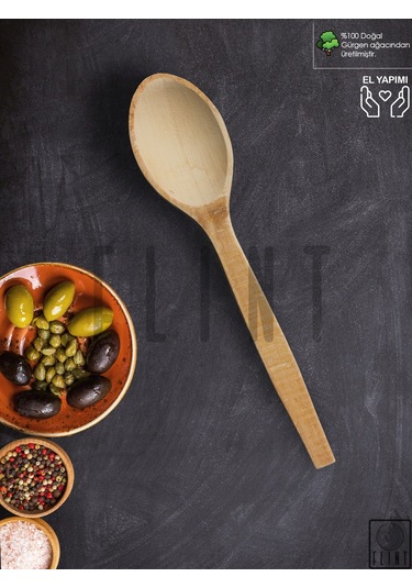 Gürgen Ağacı El Yapımı Tahta Ahşap Kaşık Mutfak Yemek Kaşığı 27cm