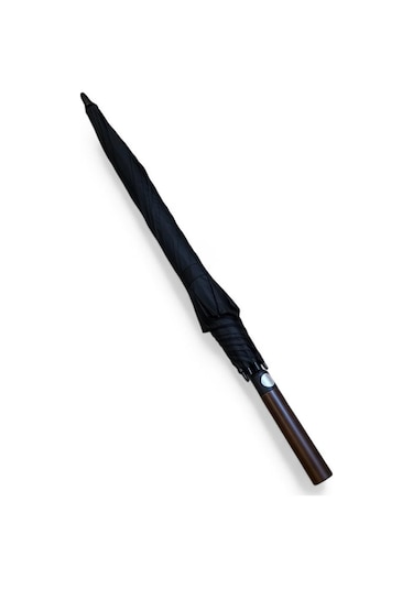 Baginn Erkek Şemsiye Siyah Renk Baston Protokol Şemsiye 110 Cm Çap 95 Cm Boy Çift Tenteli 8 Telli 001