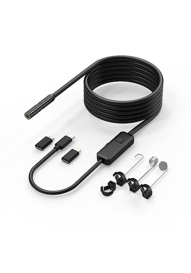 Endoskop 20mp Ip67 - 5 Metre Kablolu Led Aydınlatmalı - Android/ios Uyumlu - Siyah