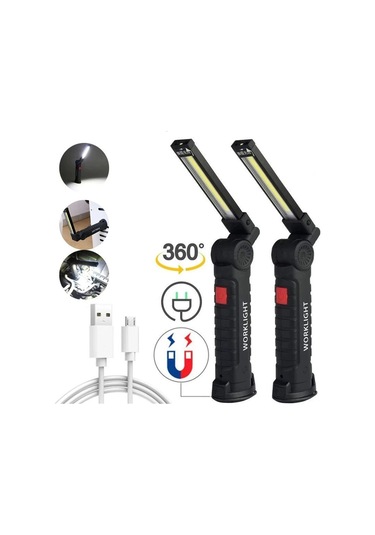 Xiyyadms 360 Dönebilen Manyetik Usb Şarjlı Cob Çalışma Lambası - Kamp, Araç Tamiri, Acil Durumlar İçin Çok Renkli