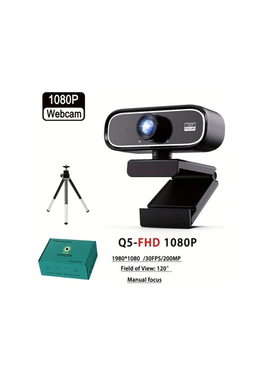 Chuangyinshop Fhd-1080p Webcam Q5 Black Exhqdr Q5 Uhd 4k 120 Derece Genis Acili Usb Kamera Tip C Adaptorlu Tripod