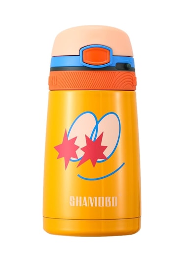 Shamobo 350 Ml Paslanmaz Çelik Pipetli Termos - Çocuk Termosu 6 Saate Kadar Isı Yalıtımı Sarı