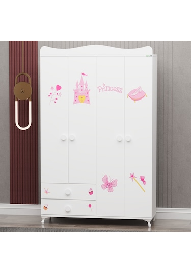 Garaj Home Yıldız 4 Kapaklı 2 Çekmeceli Dolap - Prenses