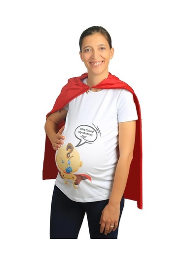 Mummy's Baby Hamile Tişört Mommy Fat Beyaz 8386