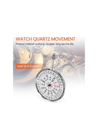 Xurunkeji Miyota Gm02 Gm00 Hareketi İçin 065-543 Gövdeli 3 İbreli Tarih 3 Metal Kuvars Saat Hareketi Yedek Parçaları Siyah