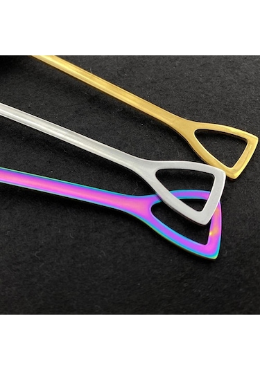 Çok Renkli 4 Adet Yaratıcı Paslanmaz Çelik Kürek Şekli Kaşık Çatal Siyah Sofra Takımı Yemek Kaşığı Çatal Bıçak Kaşık Tk. 56515125 Çok Renkli