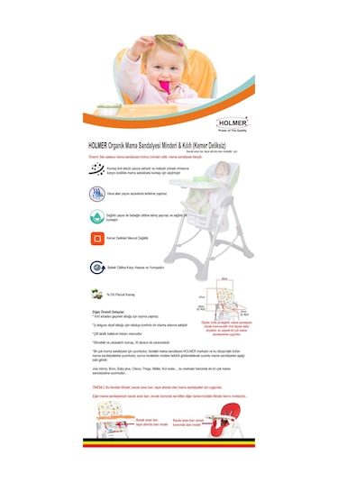 Holmer Organik Mama Sandalyesi Minderi & Kılıfı Kemer Deliksiz