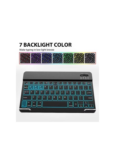 Slim Backlit Bluetooth Klavye, İpad Uyumlu Samsung Tablet İçin Mini Kablosuz Klavye