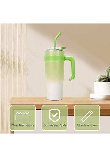 Hallow-40 Oz Saplı Bardak Sızdırmaz Yeniden Kullanılabilir Sarı