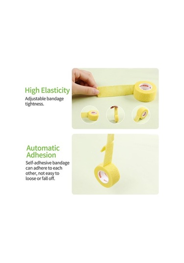 Pazly 4 Rulo Kendinden Yapışkanlı Esnek Bandaj - Nefes Alabilir, Su Geçirmez, Okul Çocukları İçin, Küçük El Yastığı İle