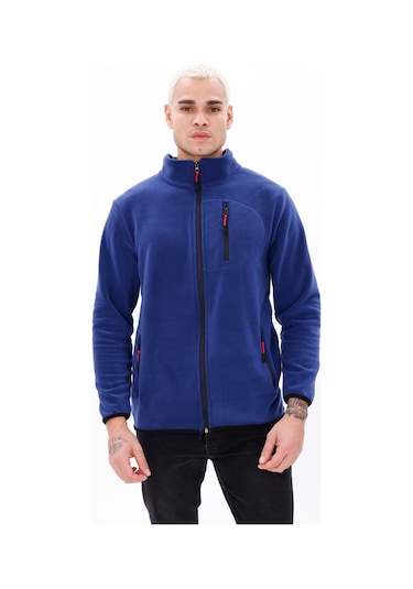 Monox Erkek Biyeli Fermuarlı Spor Polar Ceket Saks