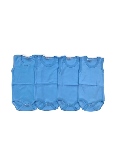 Salarticaret Bebek Basic Ribana Bisiklet Yaka 4Lü Atlet Body - Mavi