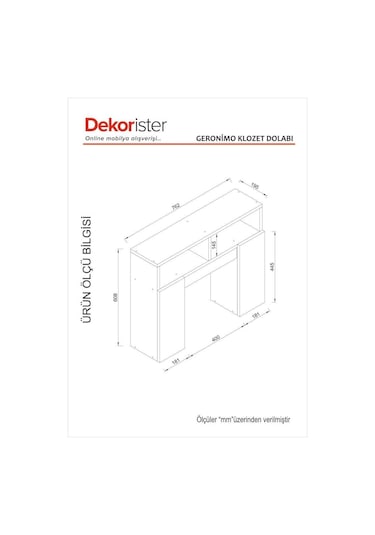 Dekorister Geronimo Klozet Dolabı Beyaz Çok Renkli
