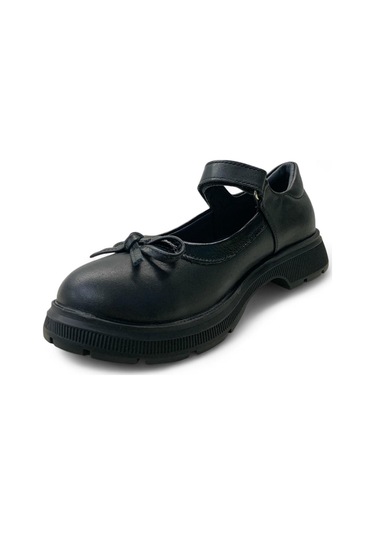 897 Kız Çocuk Deri Okul Babet Siyah