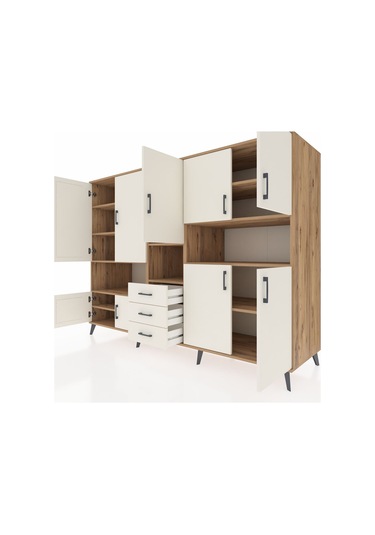Kronos Dolap 13 Raflı 3 Çekmeceli 9 Kapaklı 220x59x163 Çam-aytaşı Çam-aytaşı