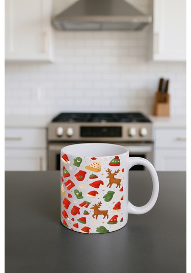 Kupa Yılbaşı Görselli Bardak Beyaz