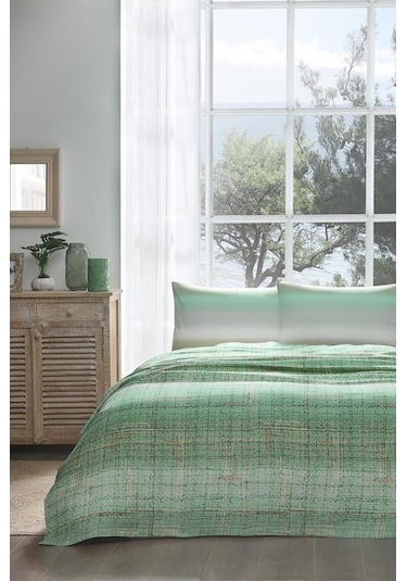 Özdilek Weave Yeşil Tek Kişilik Pike Takımı